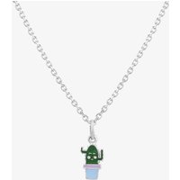 Fleur Kids Sterling Silver & Enamel Cassy the Cactus Necklace THB000304 | Size: 18 inches