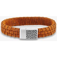 Bourne and Wilde Men's Tan Brown Woven Leather Bracelet OSB-2257SBN | Size: 20 cm