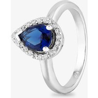 Starbright Women's Sterling Silver Pear Shaped Cubic Zirconia Halo Ring THB-01R SAP-53 | Size: 54 (N)
