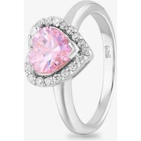 Starbright Women's Sterling Silver Heart Shaped Cubic Zirconia Halo Ring THB-03R PK-56 | Size: 56 (O 1/2)