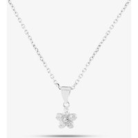 T.H.Baker Women's Silver Cubic Zirconia Textured Flower Pendant E610851-P | Size: 16-18inch