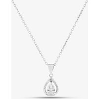 T.H.Baker Women's Silver Cubic Zirconia Teardrop Pendant P612484 | Size: 16-18inch