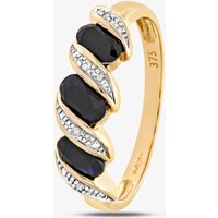 T.H.Baker Women's 9ct Yellow Gold Three Stone Swirl Ring | Size: N