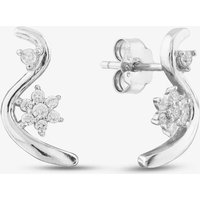 T.H.Baker Women's Silver Cubic Zirconia Swirl Flower Stud Earrings E614543