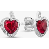 T.H.Baker Women's Silver Red Cubic Zirconia Wrapped Heart Stud Earrings E614598