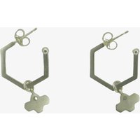 T.H.Baker Women's Sterling Silver Cubic Zirconia Hexagonal Tiny Bee Hoop Earrings BEH-SL-CZ