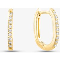 T.H.Baker Women's 9ct Yellow Gold & Cubic Zirconia Rectangular Creole Hoop Earrings 1.57.9991