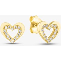 T.H.Baker Women's 9ct Yellow Gold Cubic Zirconia Open Heart Stud Earrings E1625Y