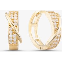 T.H.Baker Women's 9ct Yellow Gold Cubic Zirconia Crossover Hoop Earrings E1627Y