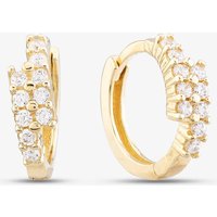 T.H.Baker Women's 9ct Yellow Gold Cubic Zirconia Two Row Hoop Earrings E1630Y