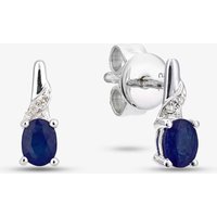 T.H.Baker Women's 9ct White Gold Oval Sapphire & Diamond Twist Stud Earrings DE1612WSA in Silver
