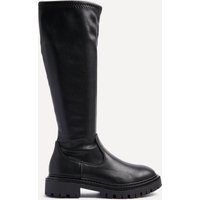 Linzi Women's Hallie Black Faux Leather High Leg Stretch Boot | Size: 3-Standard Fit