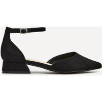 Linzi Women's Dolly Wide Fit Black Faux Suede Low Block Court Heel | Size: 8-Wide Fit