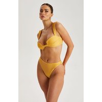 Urban Bliss Textured Ribbed High Waisted Bikini Bottoms - Yellow