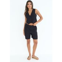 Urban Bliss Women's White Linen Blend Short in Black | Size: 8