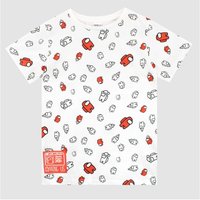 Among Us Boy's Gaming T-Shirt All Over Print in White | Size: 12-13 Years