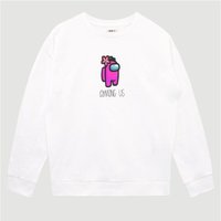 Among Us Boy's Gaming Sweatshirt in White | Size: 10-11 Years