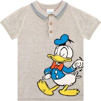 Disney Boy's Mickey & Friends Donald Duck Knitted Polo Shirt in Grey | Size: 5-6 Years
