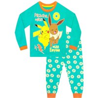 Pokemon Pikachu & Eevee Pyjamas in Green | Size: 8-9 Years