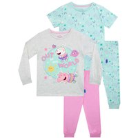 Peppa Pig Girl's 2 Pack Pyjamas in Grey | Size: 4-5 Years