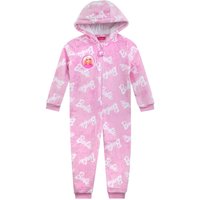 Barbie Girl's Hooded Fleece Onesie in Pink | Size: 8-9 Years