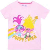 Trolls Girl's Poppy & Viva T-Shirt in Pink | Size: 7-8 Years