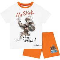 The World of David Walliams Boy's Short Pyjamas in White | Size: 6-7 Years