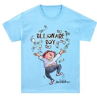 The World of David Walliams Boy's Billionaire Boy T-Shirt in Blue | Size: 5-6 Years