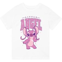 Disney Girl's Lilo & Stitch T-Shirt Little Angel in White | Size: 9-10 Years