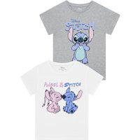 Disney Girl's 2 Pack Lilo & Stitch T-Shirts in Grey | Size: 5-6 Years