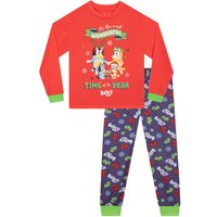 Bluey Girl's And Bingo Christmas Pyjamas in Red | Size: 4-5 Years
