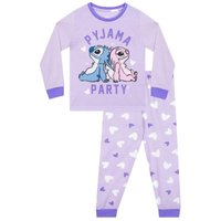 Disney Girl's Lilo & Stitch Pyjamas Stitch & Angel in Purple | Size: 10-11 Years