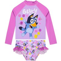 Bluey Girl's Long Sleeve Swimsuit With Frills in Pink | Size: 18-24 m