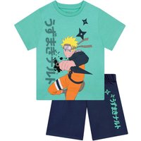 Naruto Boy's Short Sleeve Pyjama Set in Green | Size: 8-9 Years