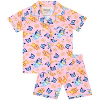 Bluey Girl's Button Up Short Pyjamas in Pink | Size: 2-3 Years