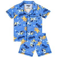 Bluey Boy's Button Up Short Pyjamas in Blue | Size: 5-6 Years