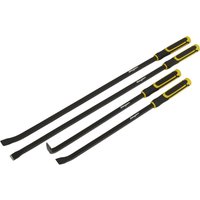 Loops 4 Piece Heavy Duty Angled Pry Bar Set - Hammer Caps - Heat Treated Steel Shafts in Metallics