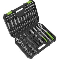 Loops 94pc PREMIUM Socket / Bit & Ratchet Handle Set - 1/4" 1/2" Drive 6 Point Metric