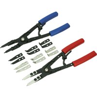 Loops 265mm Circlip Pliers Set - Internal & External - Interchangeable Tips PVC Grip