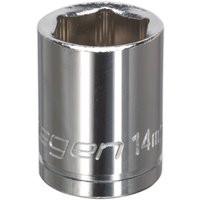 Loops 14mm Chrome Plated Drive Socket - 3/8" Square Drive - High Grade Carbon Steel in Metallics