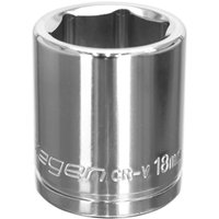 Loops 18mm Chrome Plated Drive Socket - 3/8" Square Drive - High Grade Carbon Steel in Metallics