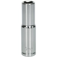 Loops 10mm Chrome Plated Deep Drive Socket - 3/8" Square Drive High Grade Carbon Steel in Metallics