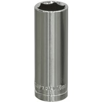 Loops 16mm Chrome Plated Deep Drive Socket - 3/8" Square Drive High Grade Carbon Steel in Metallics