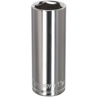 Loops 17mm Chrome Plated Deep Drive Socket - 3/8" Square Drive High Grade Carbon Steel in Metallics