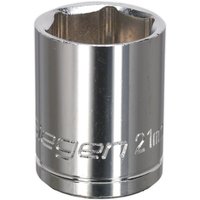 Loops 21mm Chrome Plated Drive Socket - 1/2" Square Drive - High Grade Carbon Steel in Metallics