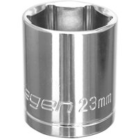 Loops 23mm Chrome Plated Drive Socket - 1/2" Square Drive - High Grade Carbon Steel in Metallics