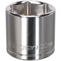 Loops 30mm Chrome Plated Drive Socket - 1/2" Square Drive - High Grade Carbon Steel in Metallics