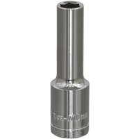 Loops 10mm Chrome Plated Deep Drive Socket - 1/2" Square Drive High Grade Carbon Steel in Metallics
