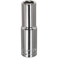 Loops 13mm Chrome Plated Deep Drive Socket - 1/2" Square Drive High Grade Carbon Steel in Metallics