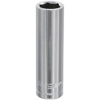 Loops 15mm Chrome Plated Deep Drive Socket - 1/2" Square Drive High Grade Carbon Steel in Metallics